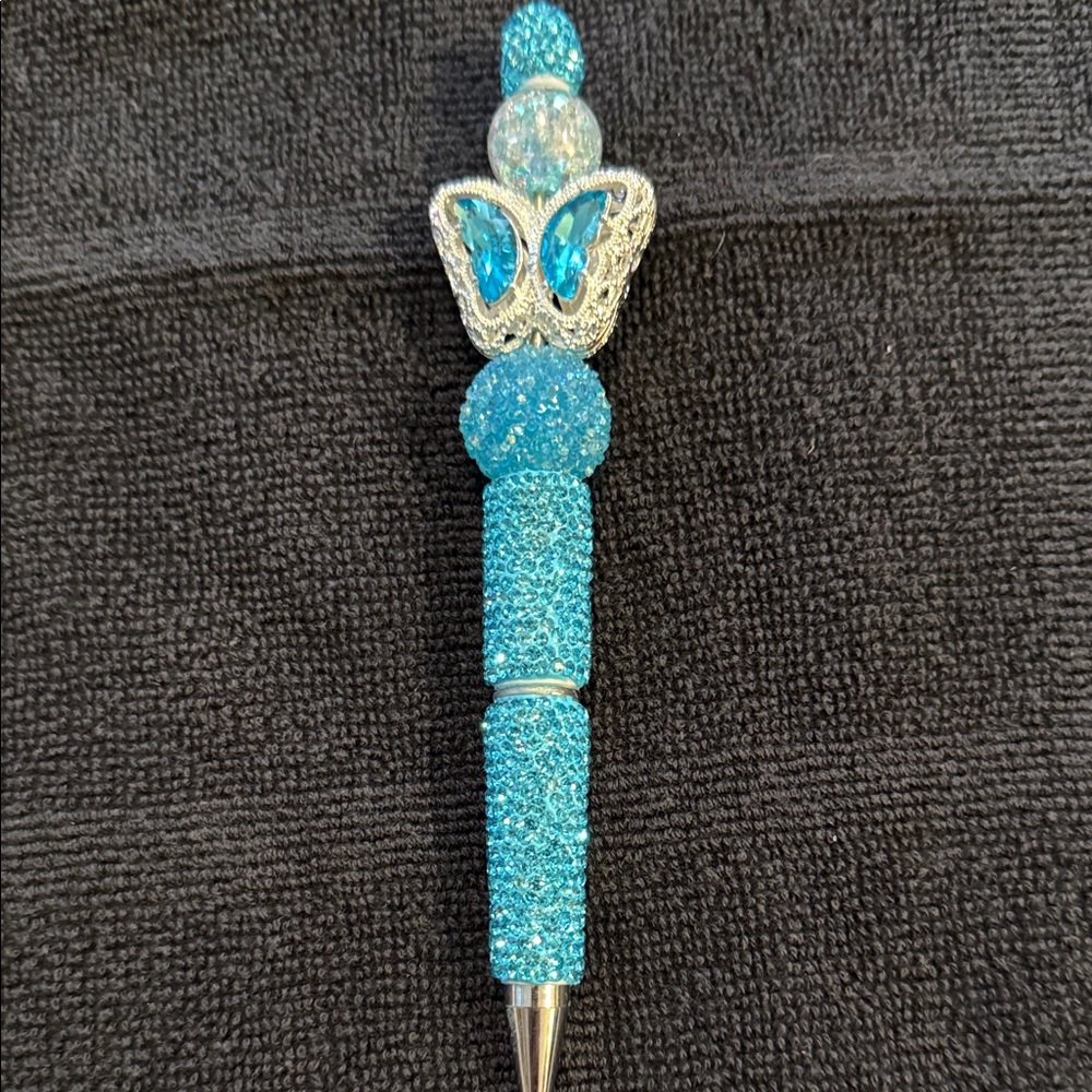 Blue Crystal Butterfly Ballpoint Pen - Decorative Writing Pen